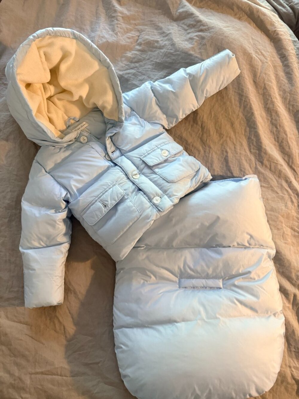 Ralph Lauren Baby Convertible Down Bunting Jacket Light Blue 9M Snowsuit